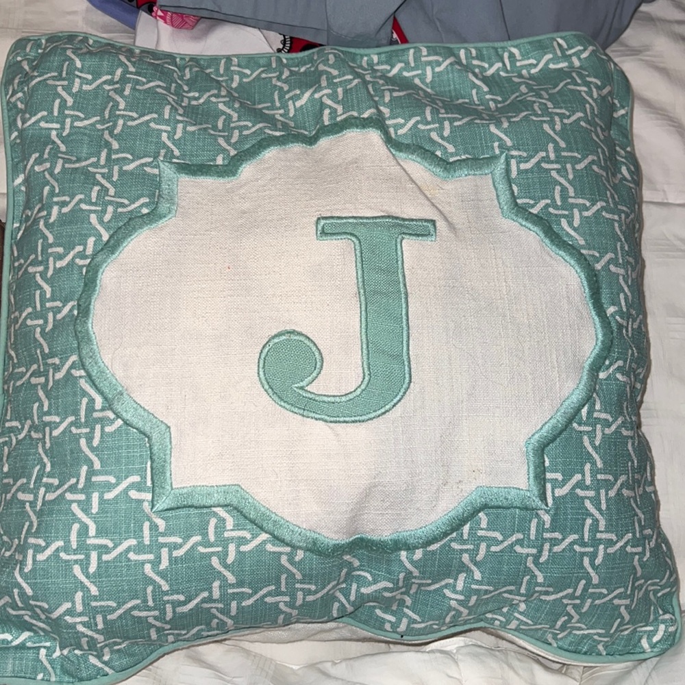 Initial J throw pillow
